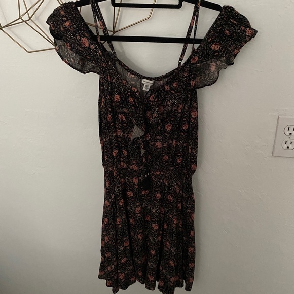 American Eagle Black and Pink Lotus Mini Dress XS - Picture 3 of 6